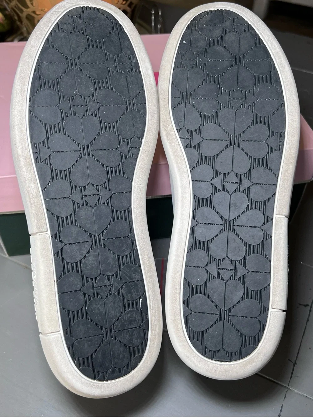 Kate Spade White Leather Sneakers with Black Heel Tab Size 10